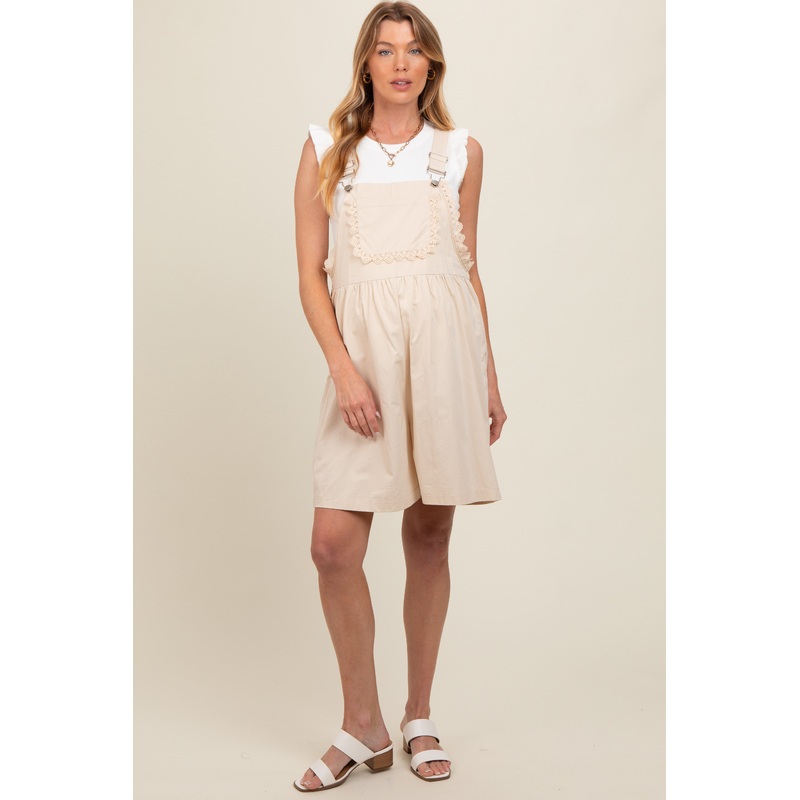 Beige Maternity Overalls