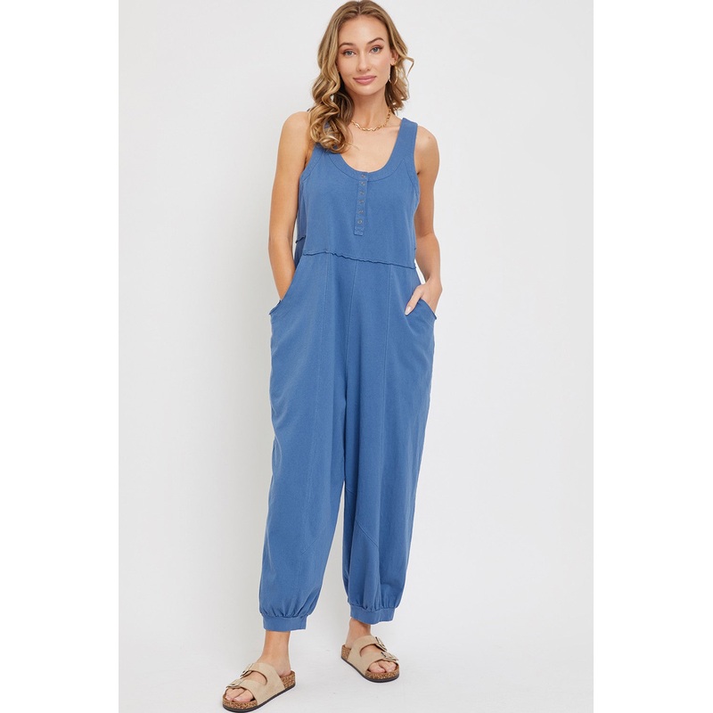 Blue Loose Fit Sleeveless Jumpsuit