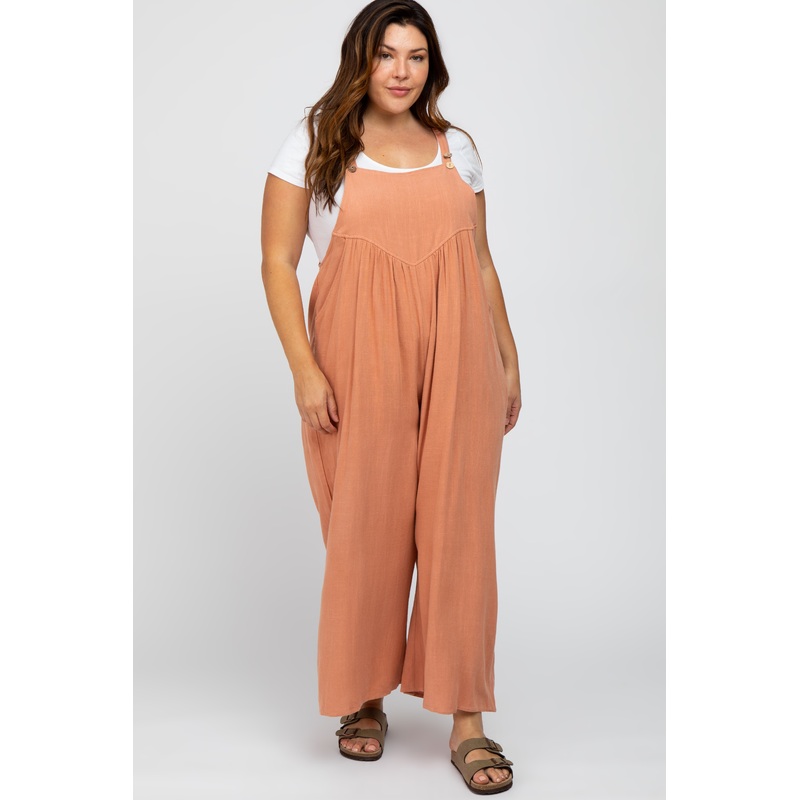 Mauve Linen Plus Overalls