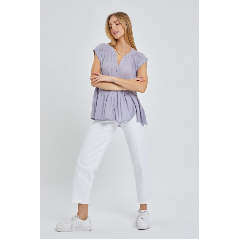 Violet Cap Sleeve Babydoll Shirt