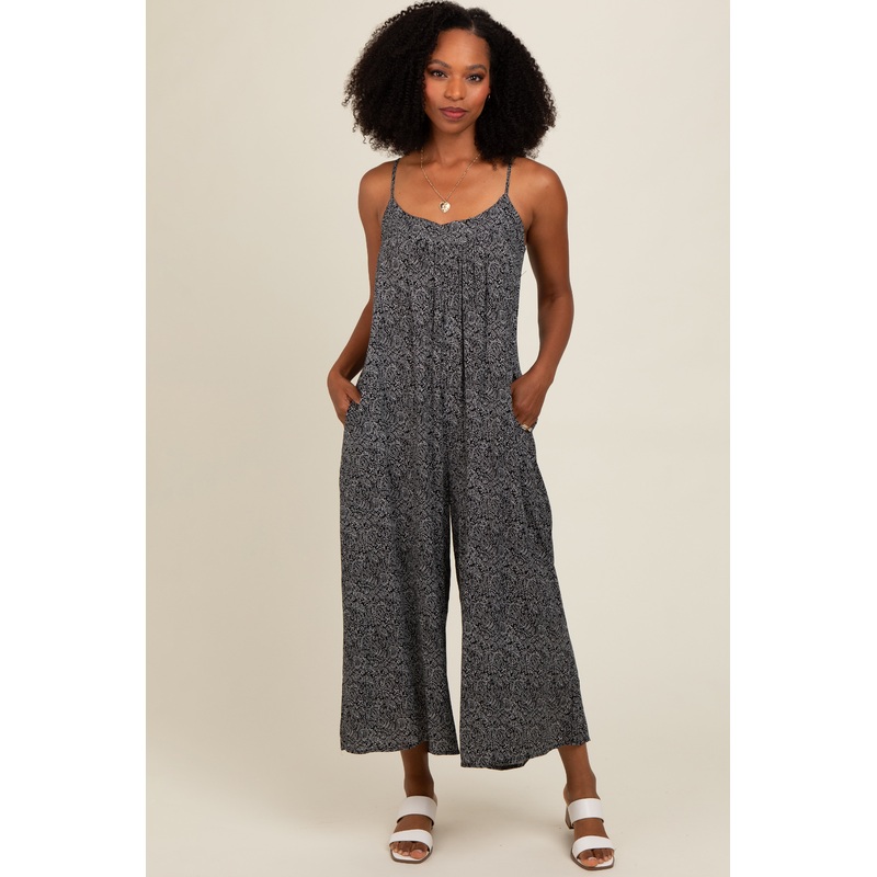 Black Paisley Print Jumpsuit