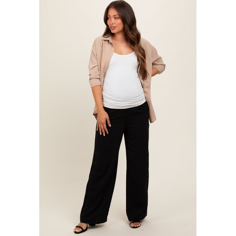 Black Relaxed Fit Maternity Trousers