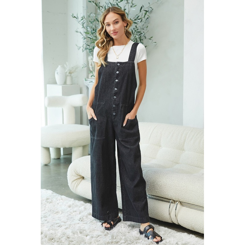Vintage Black Denim Jumpsuit
