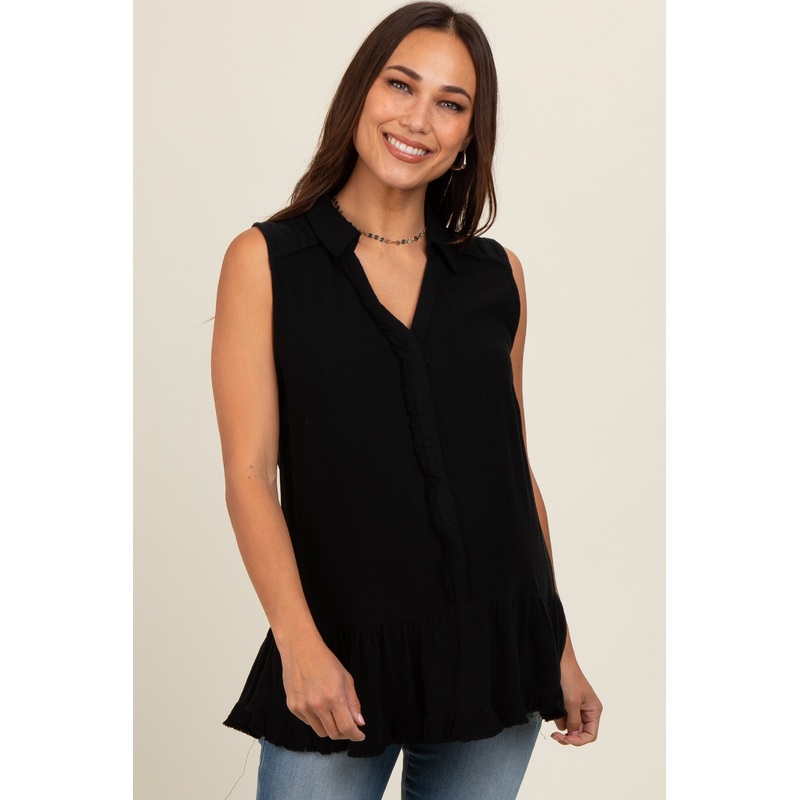 Black Collared Maternity Tank