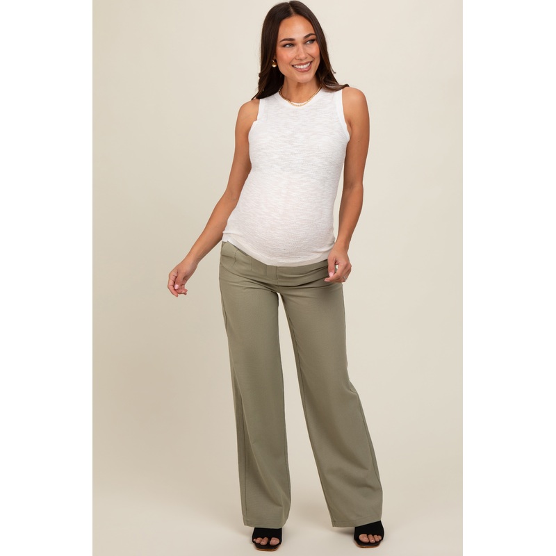 Light Olive Maternity Trousers