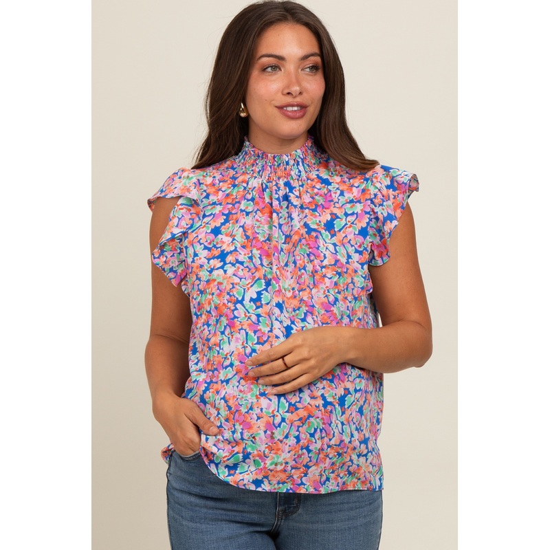 Royal Multi Floral Maternity Blouse