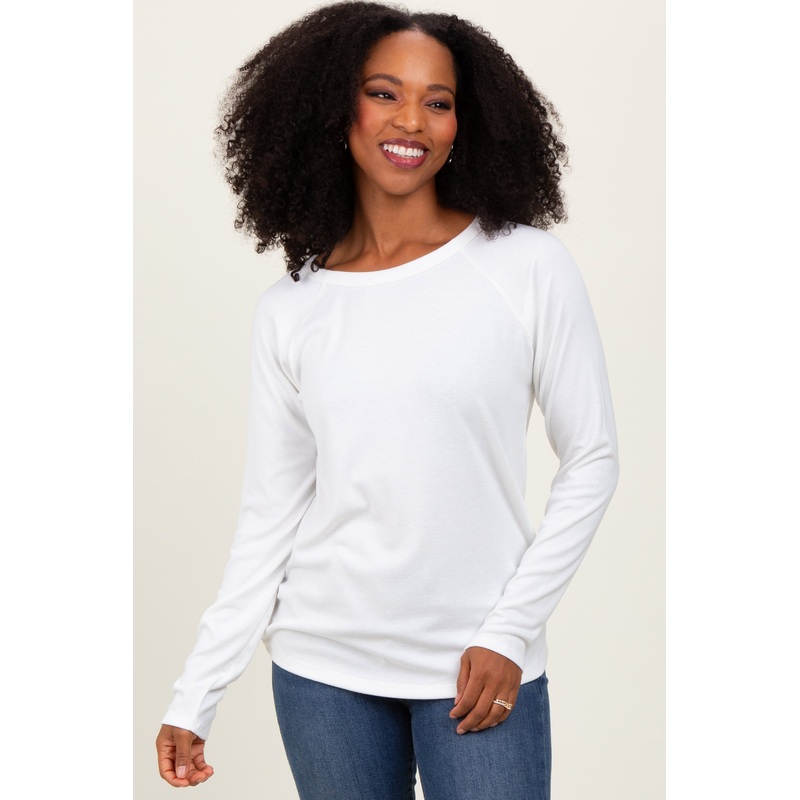 White Raglan Long Sleeve Top