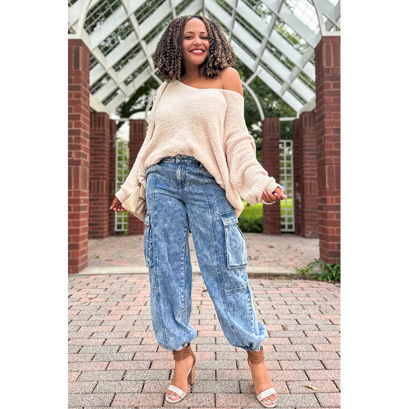 Beige V-Neck Soft Sweater