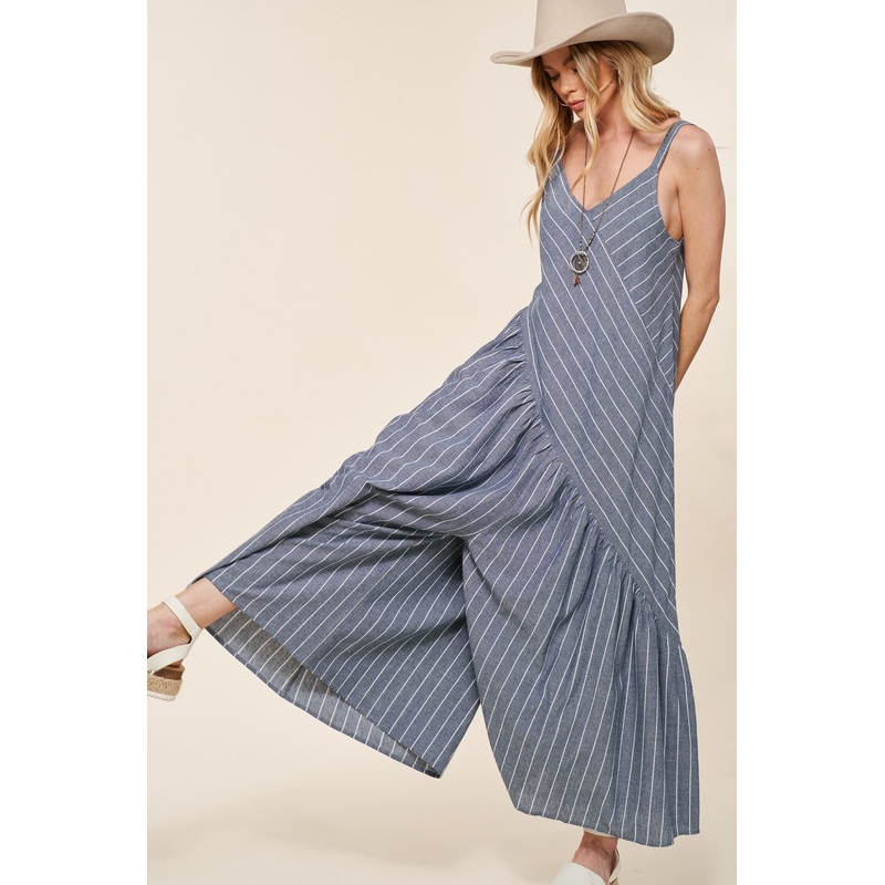 Denim Relaxed Wide-Leg Jumpsuit