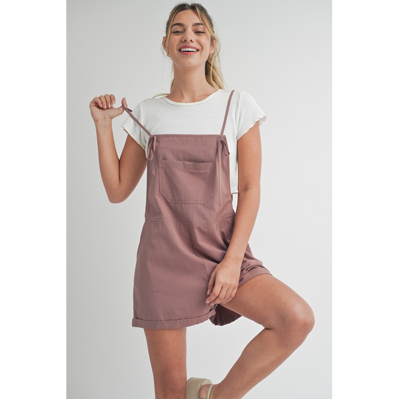 Mauve Front Pocket Short Overalls