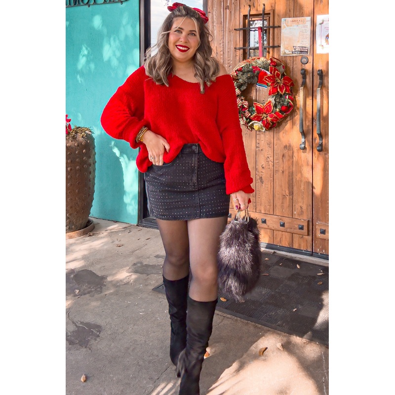 Red V-Neck Soft Sweater
