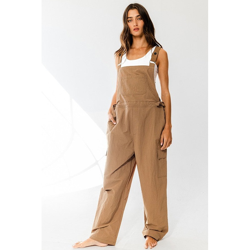 Taupe Parachute Overalls Jumpsuit