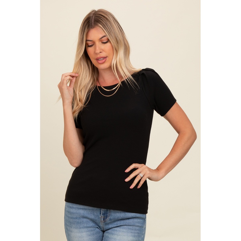 Black Puff Sleeve Top