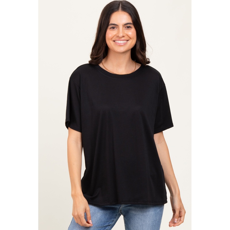 Black Relaxed Fit Short Sleeve Tee