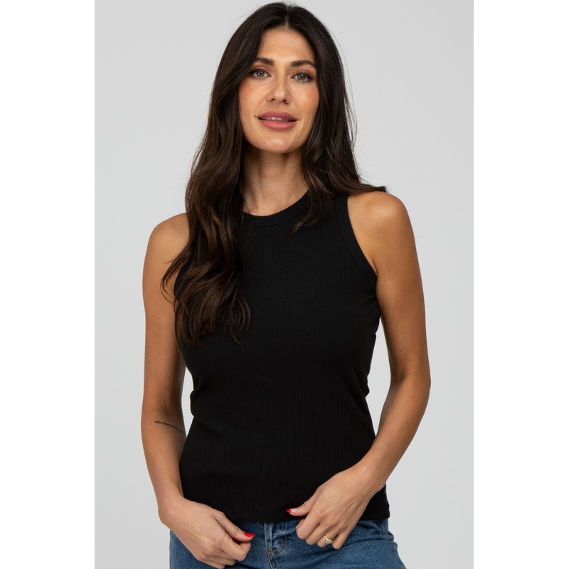 Black Ribbed Tank Top