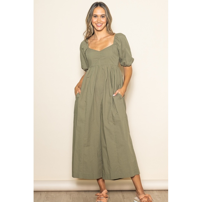 Olive Sweetheart Cropped Wide Leg Jumpsuit