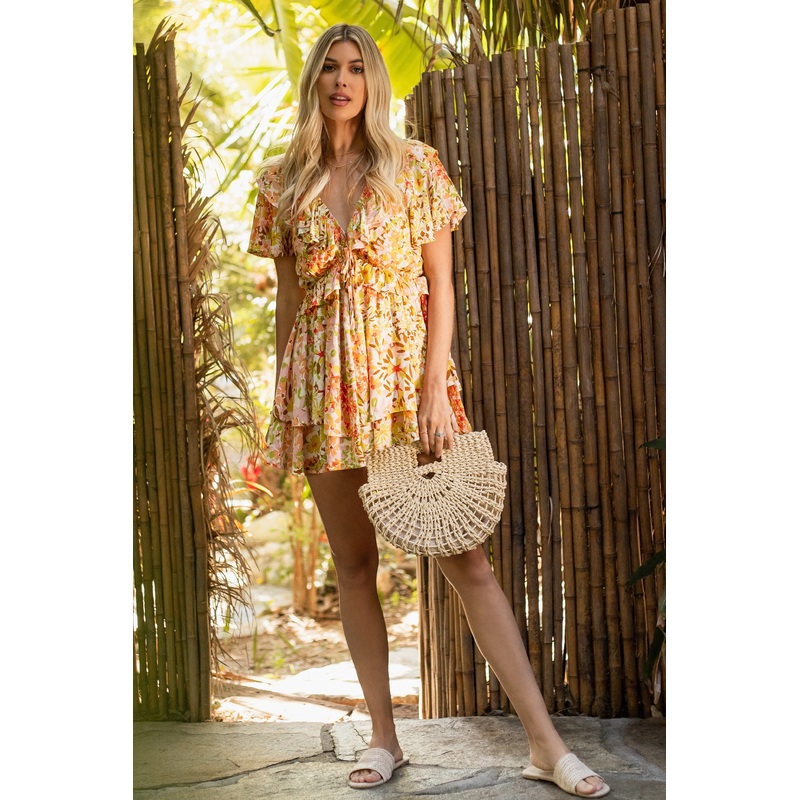 Yellow Floral Yellow Romper
